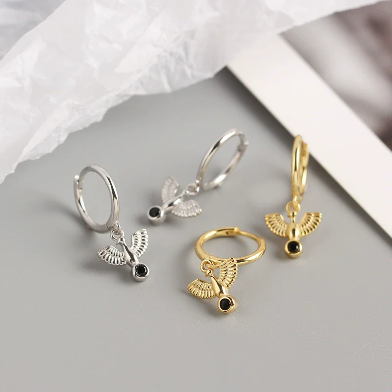 Wholesale S925 Sterling Silver Peace Pigeon Animal Niche Style Electroplated Earrings For Women - Image 4