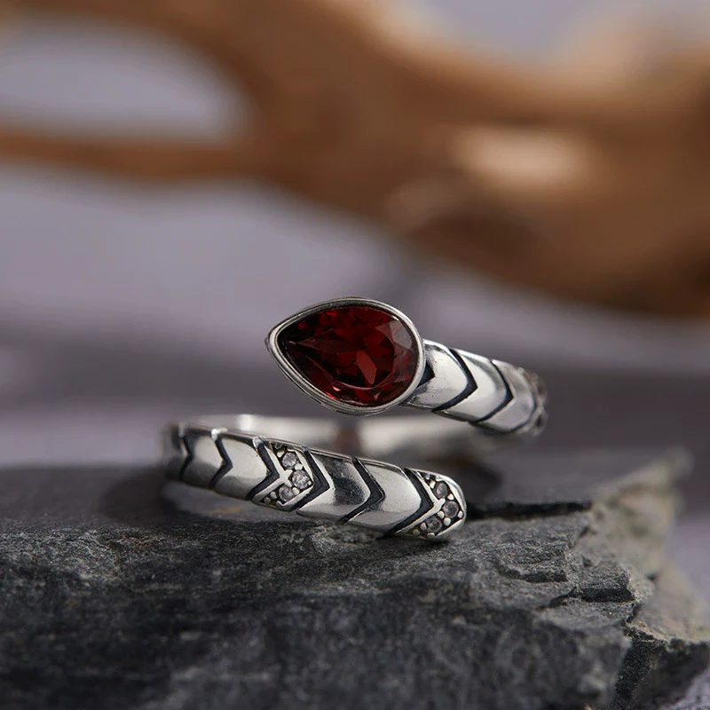Wholesale S925 Sterling Silver Snake Crystal Ring Set With Gemstones For Men And Women Couple Ring Animal Zodiac Design - Image 27