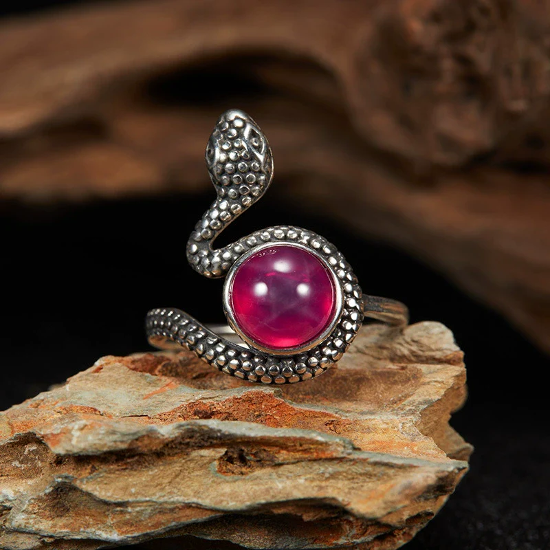 Wholesale S925 Sterling Silver Snake Crystal Ring Set With Gemstones For Men And Women Couple Ring Animal Zodiac Design - Image 30