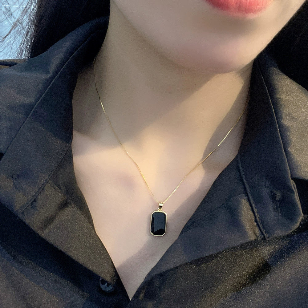 Wholesale S925 Sterling Silver Square Geometric Retro Necklace For Female - Image 2