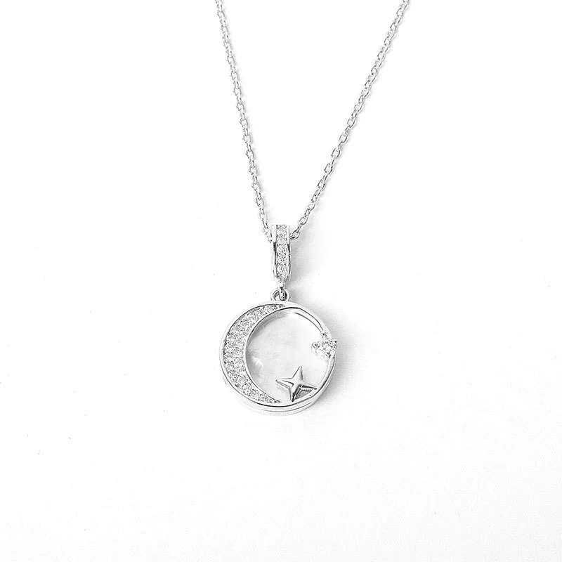 Wholesale S925 Sterling Silver Star And Moon Necklace Electroplated Trendy Niche Design - Image 5
