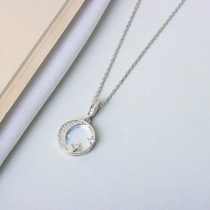 Wholesale S925 Sterling Silver Star And Moon Necklace Electroplated Trendy Niche Design - Image 6