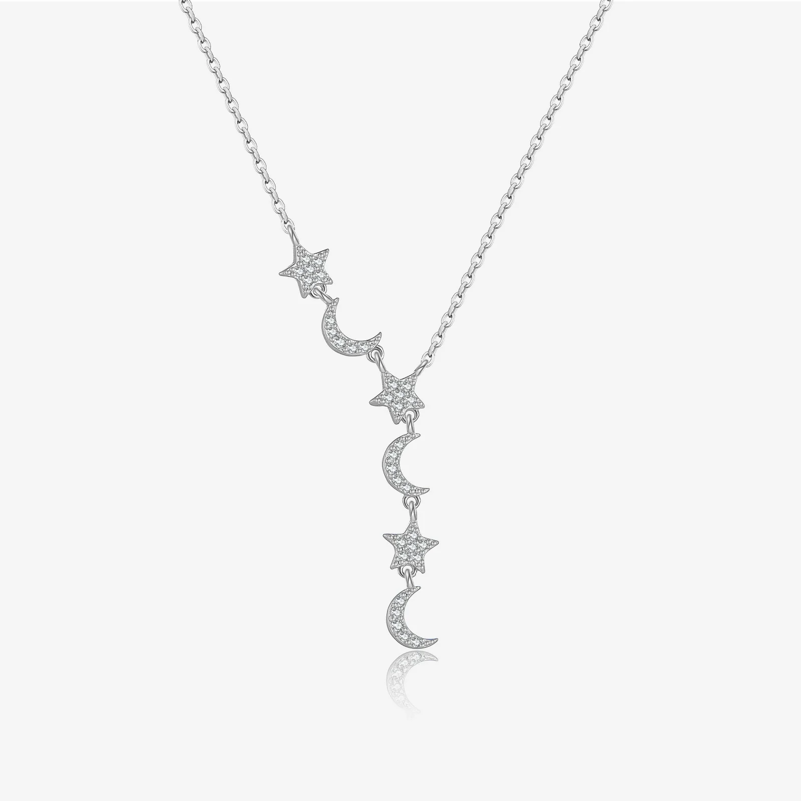 Wholesale S925 Sterling Silver Star Moon Pendant Necklace With Geometric Design And Electroplating - Image 6