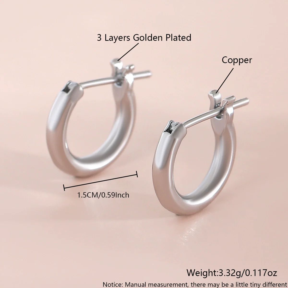 Wholesale Semicircular Geometric Smooth Minimalist Copper Electroplated Hoop Earrings For Women - Image 6