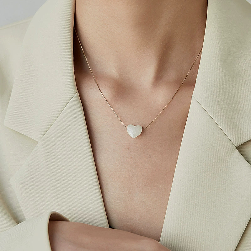 Wholesale Shell And Titanium Steel Heart And Geometric Pattern Necklace With Electroplating For Women - Image 3