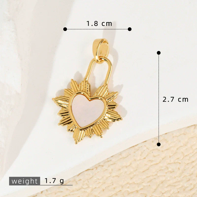 Wholesale Shell Necklace Pendant With Copper Plated Geometric Moon Red Star And Heart Shape Accessories - Image 14