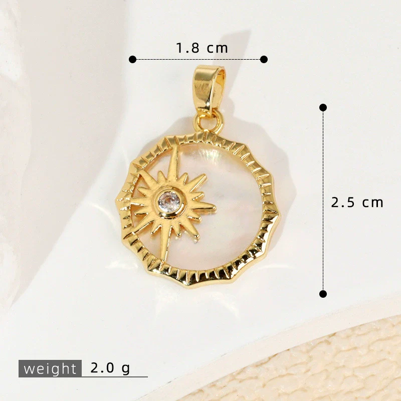Wholesale Shell Necklace Pendant With Copper Plated Geometric Moon Red Star And Heart Shape Accessories - Image 20