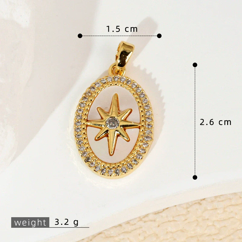Wholesale Shell Necklace Pendant With Copper Plated Geometric Moon Red Star And Heart Shape Accessories - Image 24