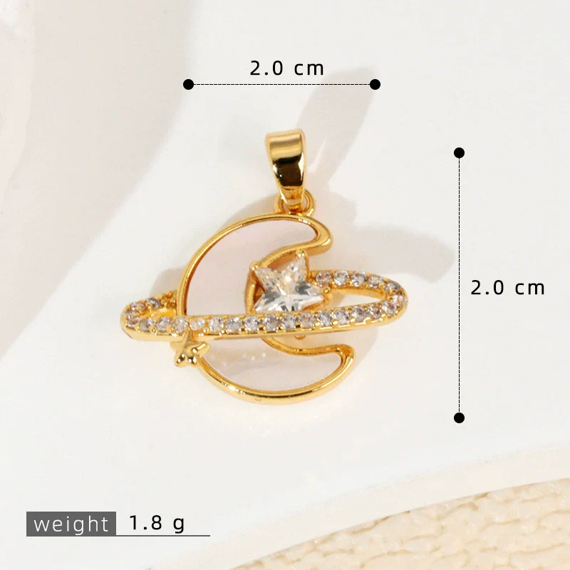 Wholesale Shell Necklace Pendant With Copper Plated Geometric Moon Red Star And Heart Shape Accessories - Image 25