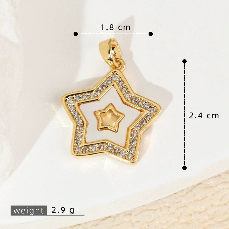 Wholesale Shell Necklace Pendant With Copper Plated Geometric Moon Red Star And Heart Shape Accessories - Image 39