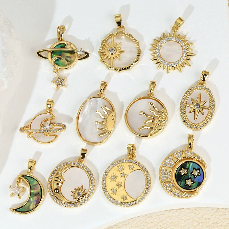 Wholesale Shell Necklace Pendant With Copper Plated Geometric Moon Red Star And Heart Shape Accessories - Image 4