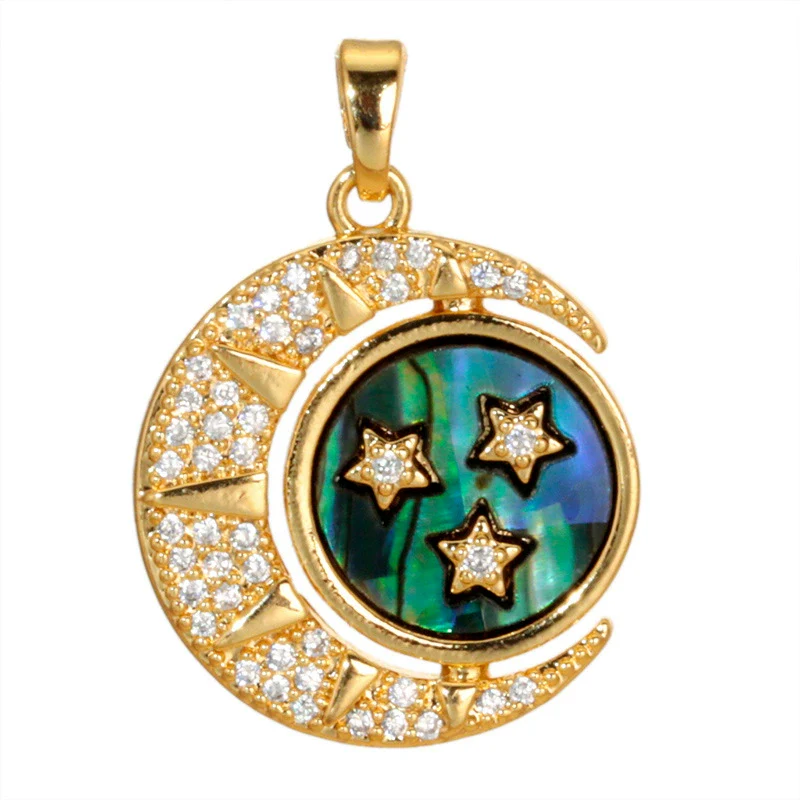 Wholesale Shell Necklace Pendant With Copper Plated Geometric Moon Red Star And Heart Shape Accessories - Image 5
