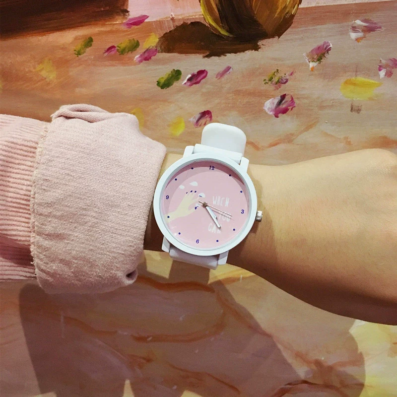 Wholesale Silicone Alloy Female Student Cartoon Round Watch With Stainless Steel Clasp - Image 3