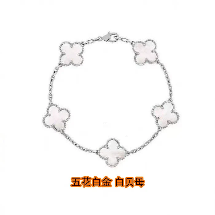 Wholesale Silver Fourleaf Clover And Flower Style Bracelet Set With Gems - Image 24