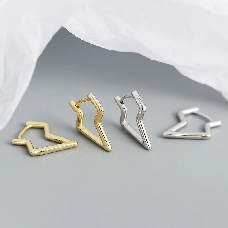 Wholesale Silver Geometric Lightning Irregular Ear Buckle Earrings S925 Silver Electroplating - Image 4