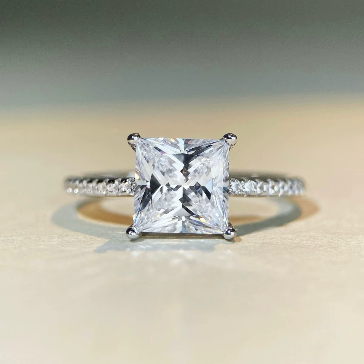Wholesale Silver Moissanite Ring With Geometric Shape And Electroplating For Women - Image 6