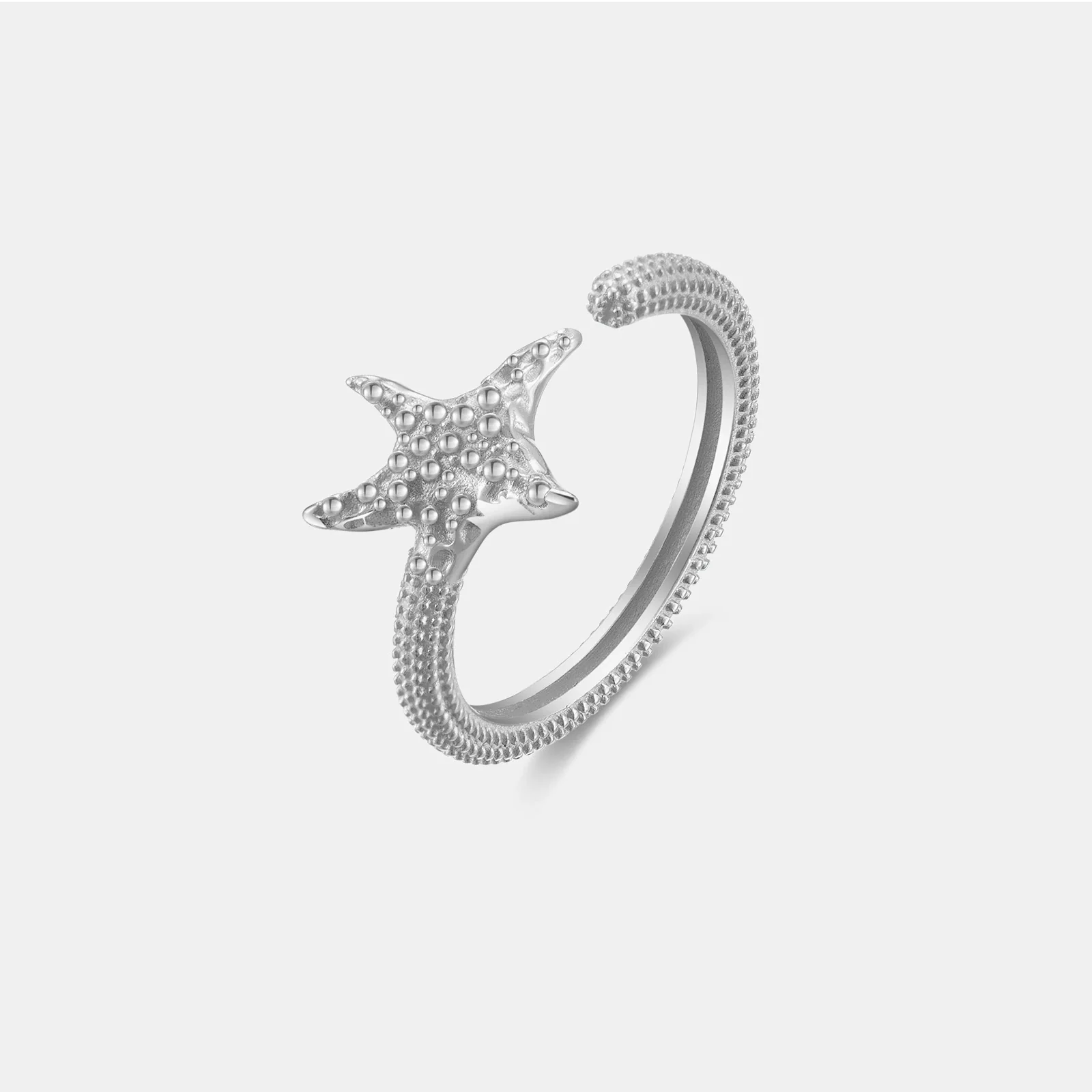 Wholesale Silver Starfish Ring Electroplated Platinum 18K Gold Adjustable Geometric Design For Women - Image 6