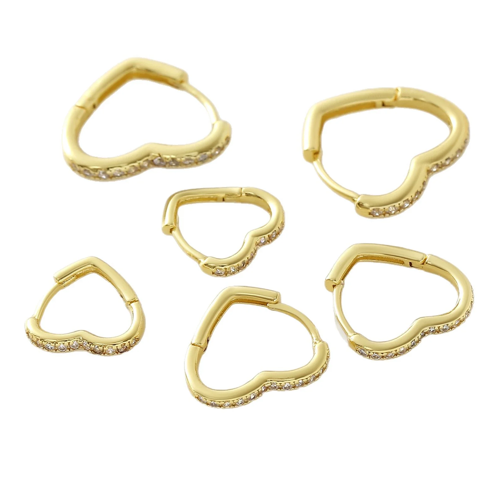 Wholesale Simple Copper Electroplated Heartshaped Diamondstudded Ear Clips Earrings For Women - Image 5