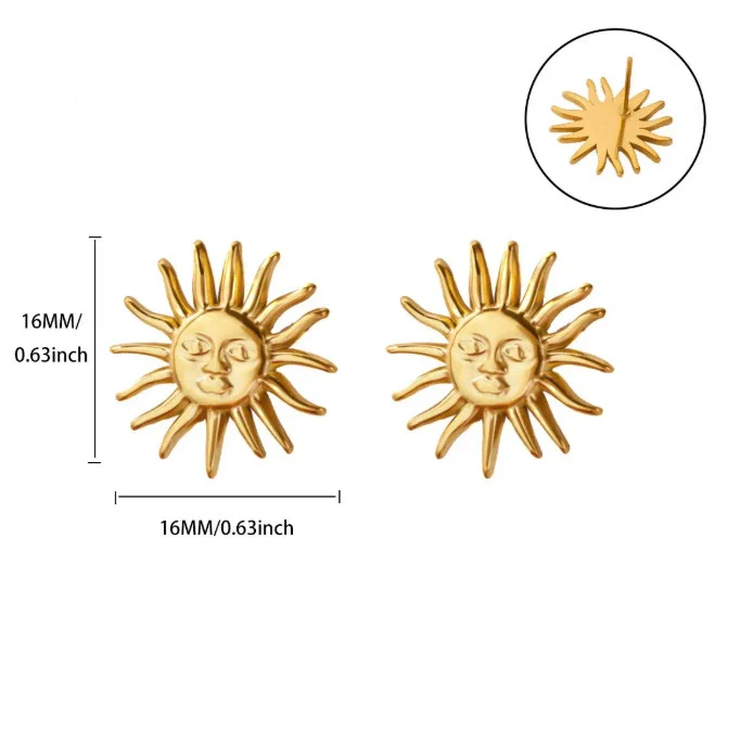 Wholesale Simple Creative Geometric Sunflower Stainless Steel And Gold Electroplated Unisex Earrings - Image 6
