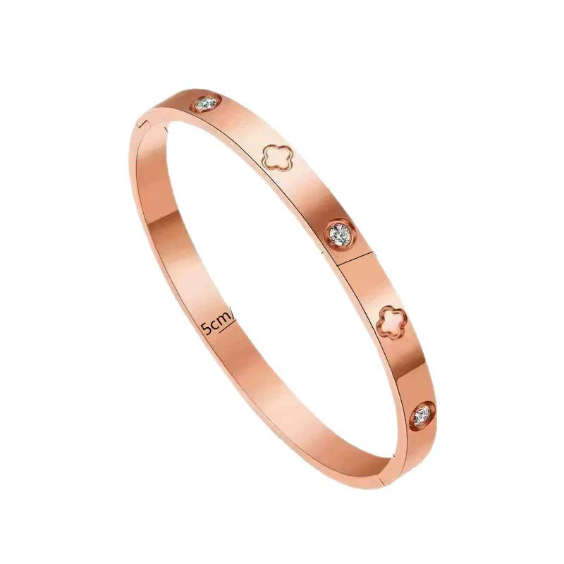Wholesale Simple Elegant And Versatile Geometric Rose Gold Electroplated Stainless Steel Titanium Steel Bracelets Jewelry Accessories - Image 5