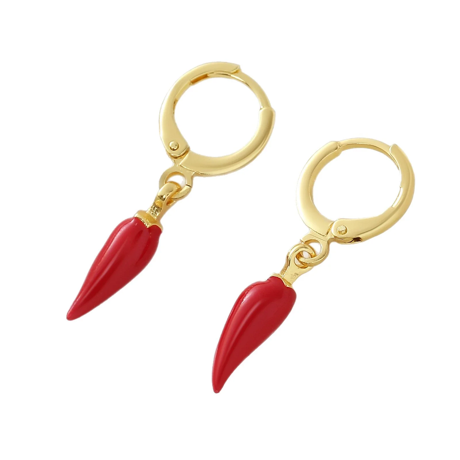 Wholesale Simple Food Series Copper 18K Gold Plated Chili Pendant Earrings For Women - Image 5