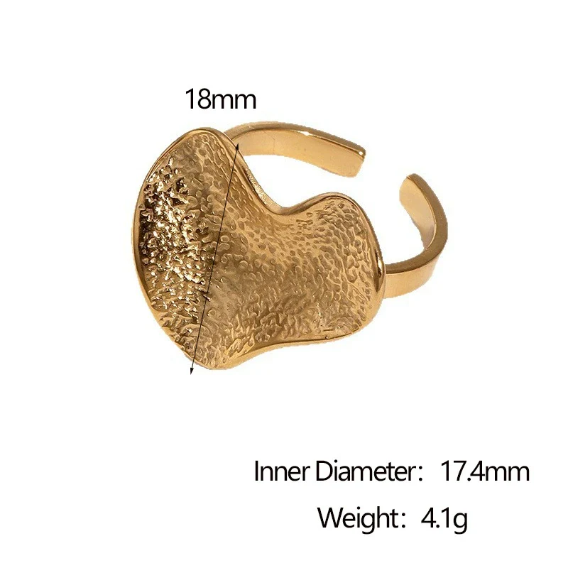 Wholesale Simple Geometric Asymmetrical Texture Electroplated Stainless Steel Open Ring For Women - Image 5