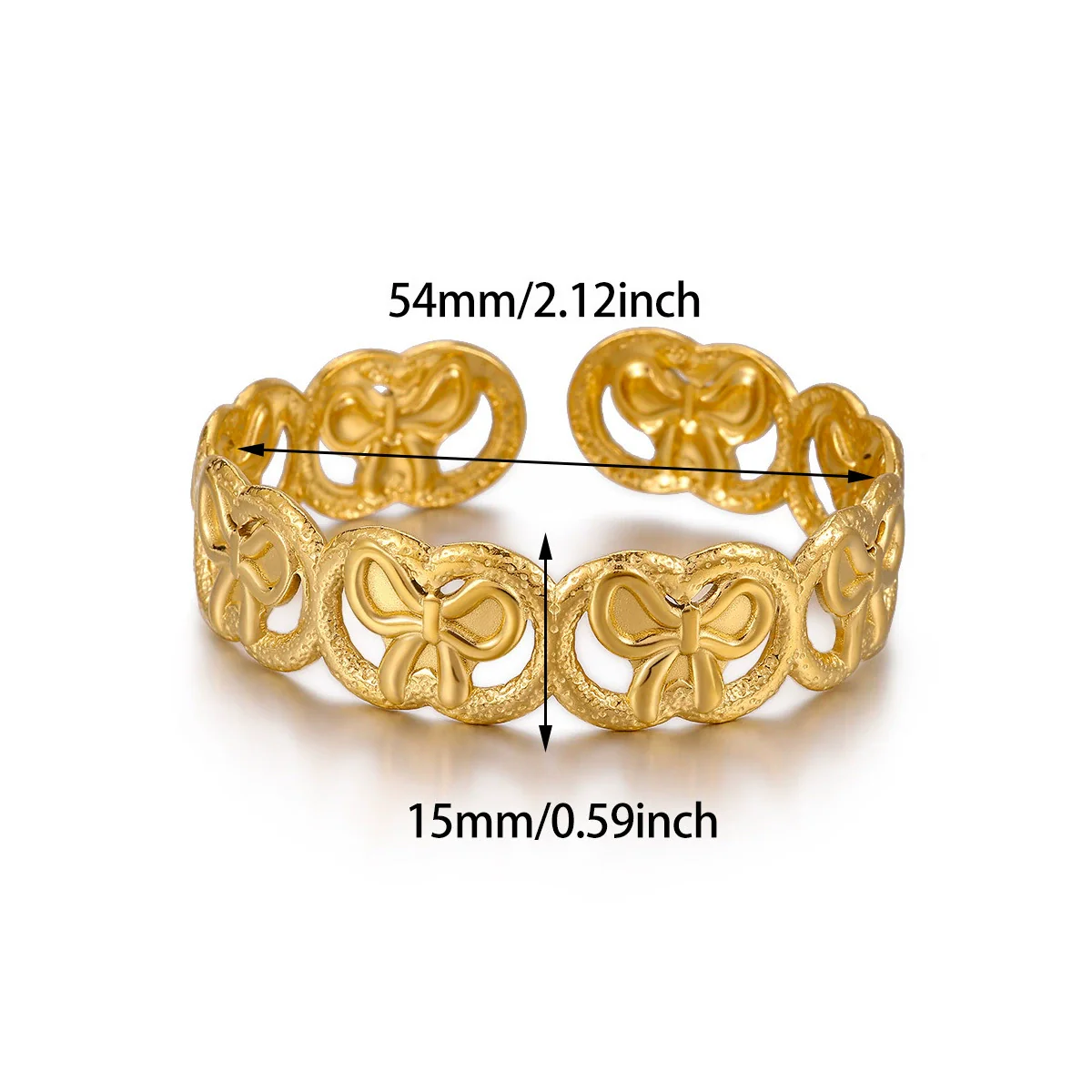 Wholesale Simple Geometric Circle Stainless Steel Gold Electroplated Doublelayer Glossy Metallic Opening Adjustable Bracelet - Image 10