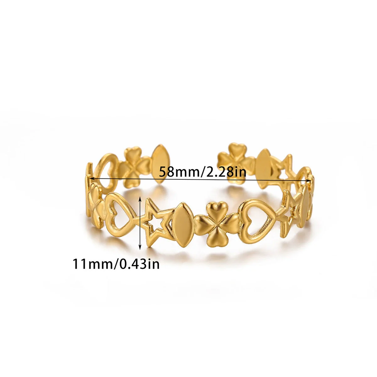 Wholesale Simple Geometric Circle Stainless Steel Gold Electroplated Doublelayer Glossy Metallic Opening Adjustable Bracelet - Image 5