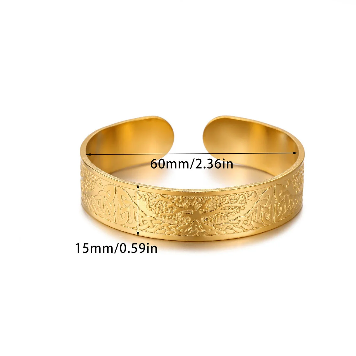 Wholesale Simple Geometric Circle Stainless Steel Gold Electroplated Doublelayer Glossy Metallic Opening Adjustable Bracelet - Image 6