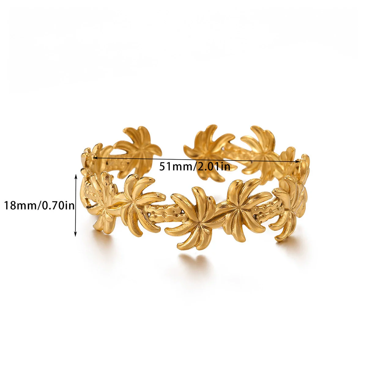 Wholesale Simple Geometric Circle Stainless Steel Gold Electroplated Doublelayer Glossy Metallic Opening Adjustable Bracelet - Image 8