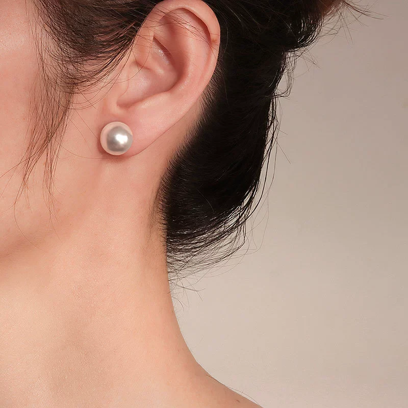 Wholesale Simple Geometric Copper Pearl Earrings With Electroplating - Image 3