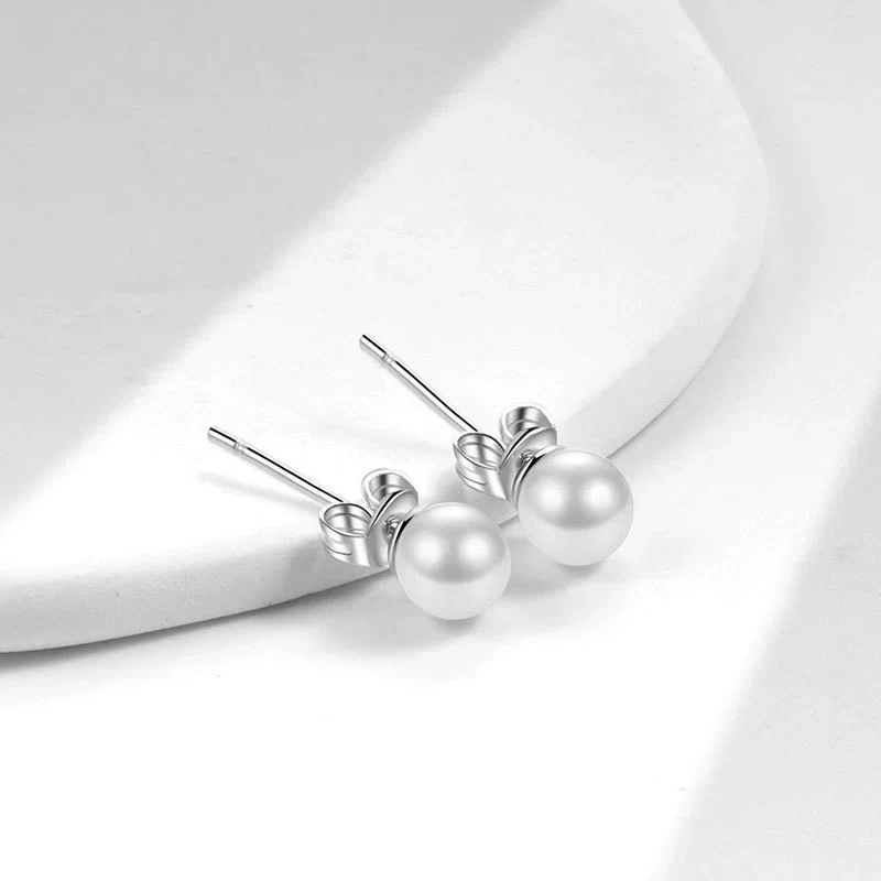 Wholesale Simple Geometric Copper Pearl Earrings With Electroplating - Image 9