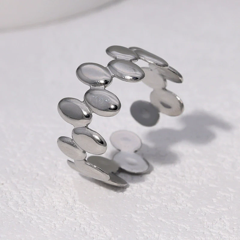 Wholesale Simple Geometric Electroplated Stainless Steel Open Ring For Women - Image 3