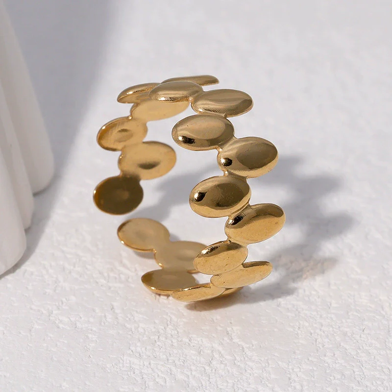 Wholesale Simple Geometric Electroplated Stainless Steel Open Ring For Women - Image 4