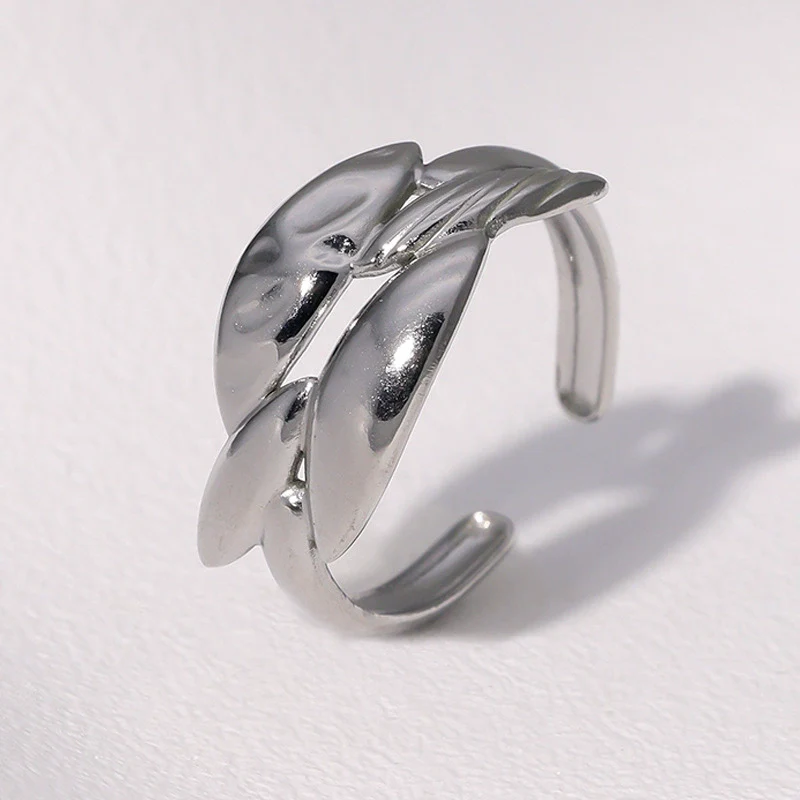 Wholesale Simple Geometric Electroplated Stainless Steel Open Rings For Women - Image 3