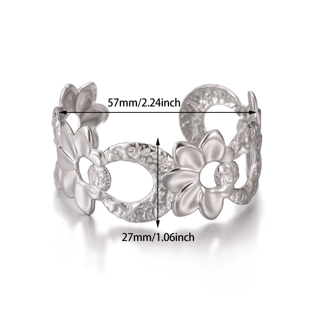 Wholesale Simple Geometric Open Circle Electroplated Stainless Steel Titanium Steel Metal Silver Bracelet - Image 28