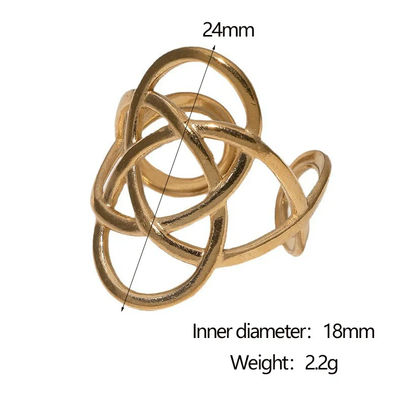 Wholesale Simple Geometric Open Stainless Steel Ring For Women With Electroplating Design - Image 6