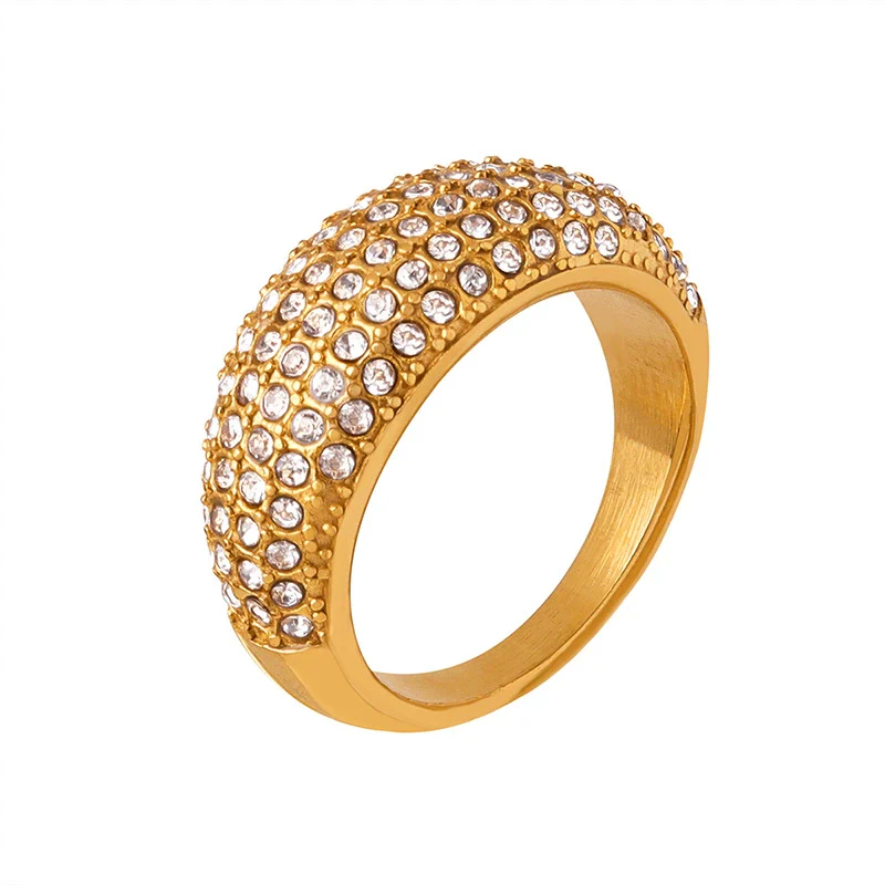 Wholesale Simple Geometric Shining 18K Gold Plated Titanium Steel Ring Jewelry For Women - Image 5