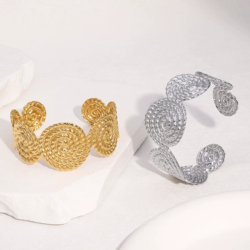 Wholesale Simple Geometric Stainless Steel Electroplated Open Bracelet Nonfading