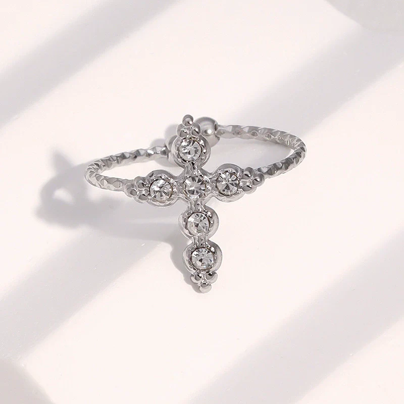 Wholesale Simple Geometric Stainless Steel Electroplated Open Ring For Women - Image 3