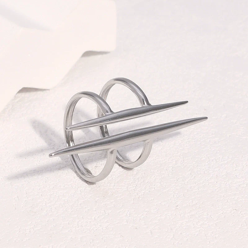 Wholesale Simple Geometric Stainless Steel Electroplated Women's Rings - Image 3
