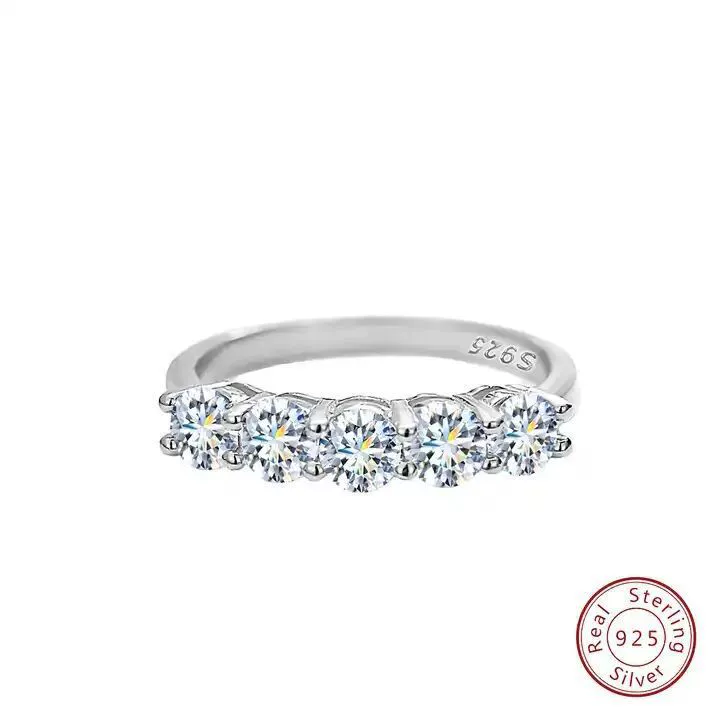 Wholesale Simple Geometric Sterling Silver Ring With Moissanite For Women Electroplated - Image 6