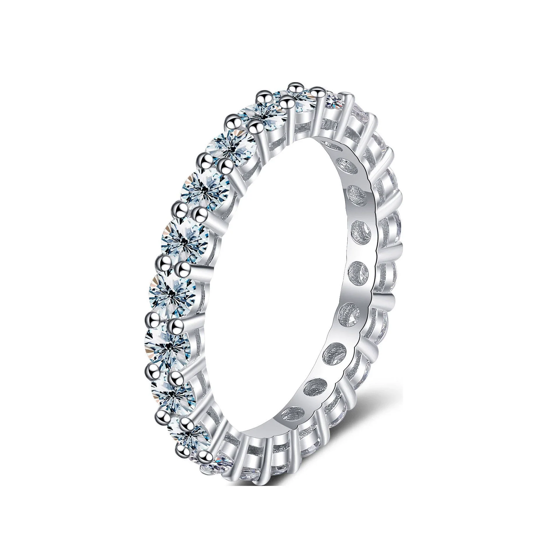 Wholesale Simple Geometric Sterling Silver Ring With Moissanite For Women Electroplated - Image 7