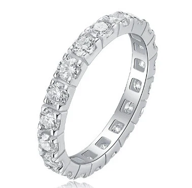 Wholesale Simple Geometric Sterling Silver Ring With Moissanite For Women Electroplated - Image 9