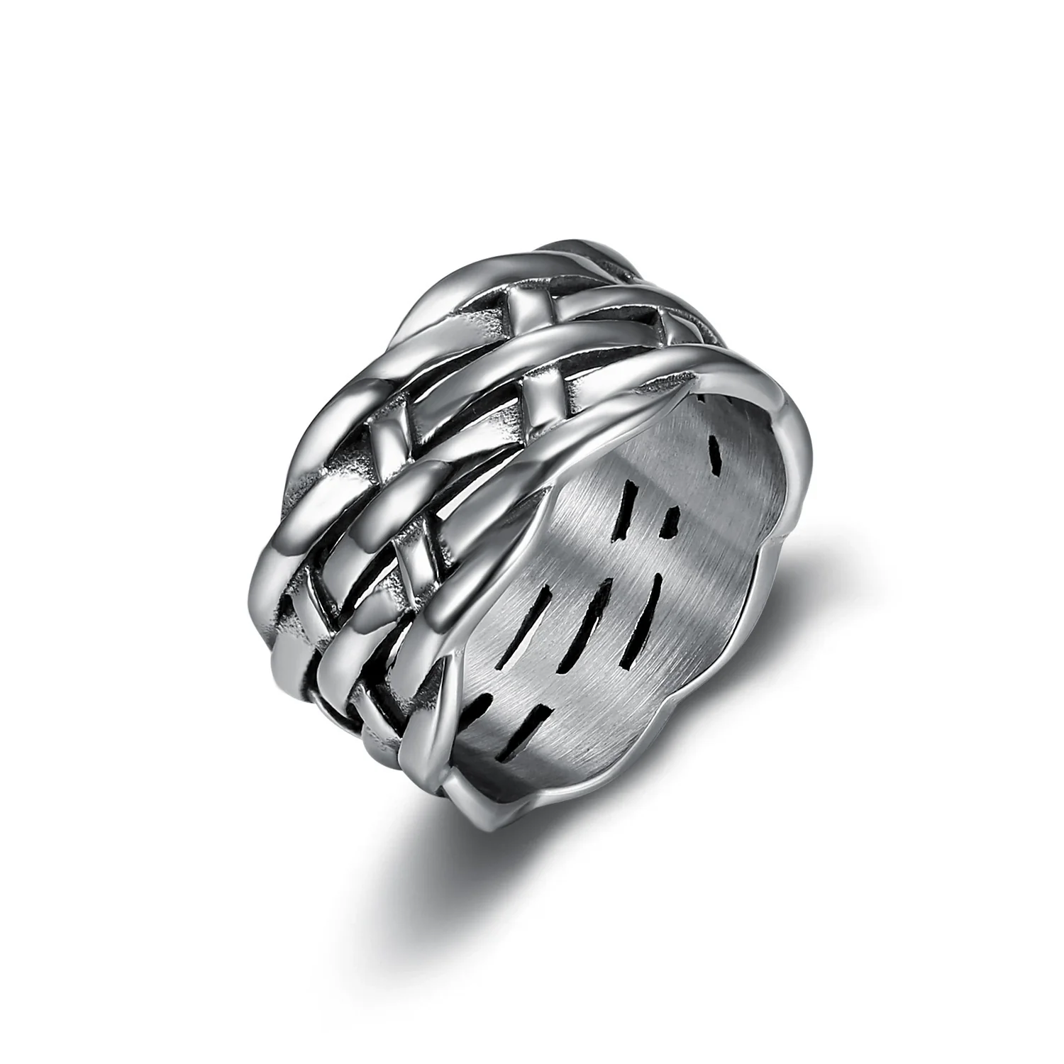 Wholesale Simple Personality Geometric Pattern Stainless Steel Ring Polish - Image 5