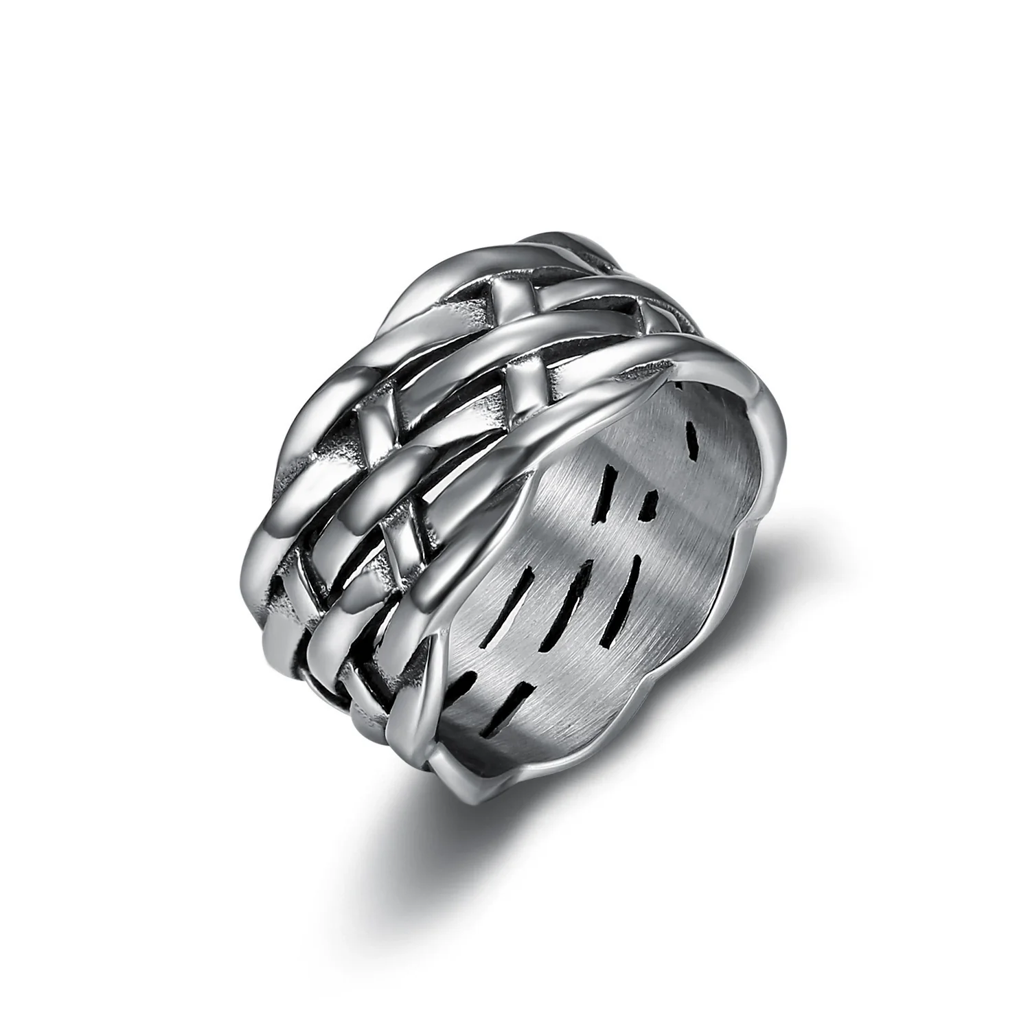 Wholesale Simple Personality Geometric Pattern Stainless Steel Ring Polish - Image 6