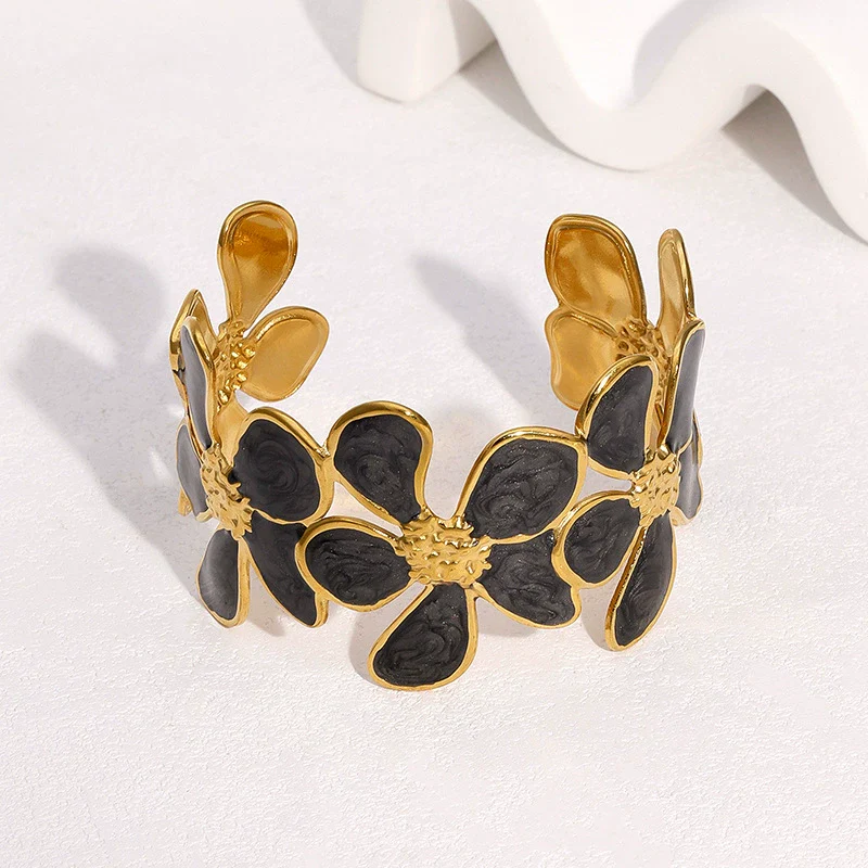 Wholesale Simple Plants And Flowers Style Electroplated Stainless Steel Bracelet Jewelry - Image 3