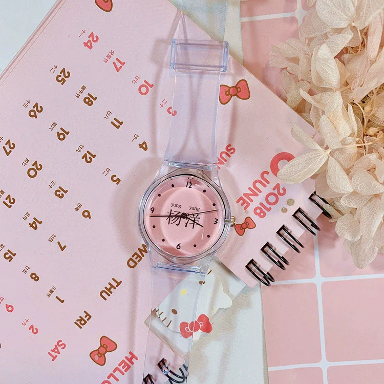 Wholesale Simple Transparent Cartoon Style Plastic And Silicone Watch With Heart Shape For Girls - Image 6