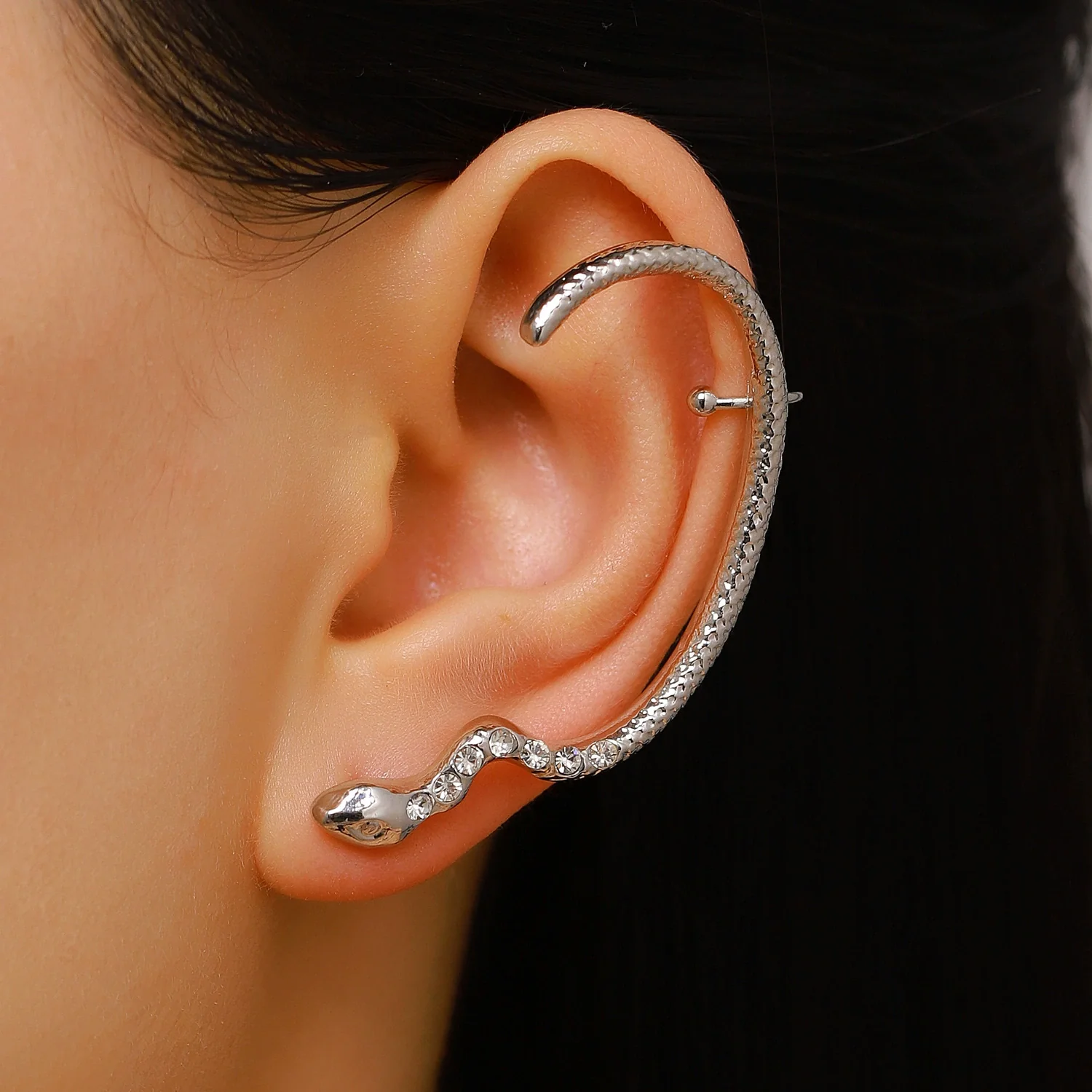 Wholesale Snakeshaped Copper Electroplated Diamondencrusted Ear Cuffs For Women - Image 6
