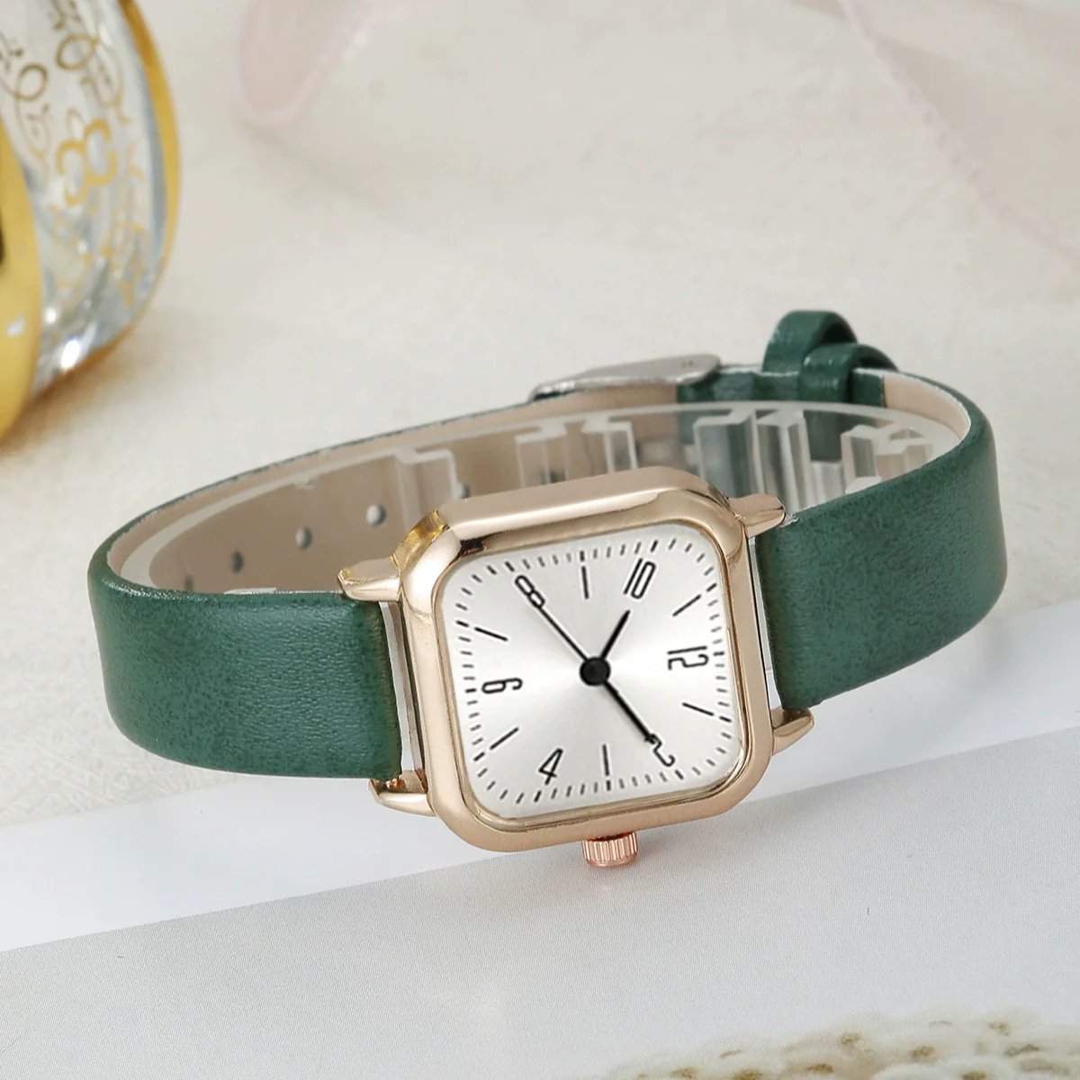 Wholesale Square Alloy Case Imitation Leather Strap Quartz Watch For Women Fashion And Simple Design - Image 14